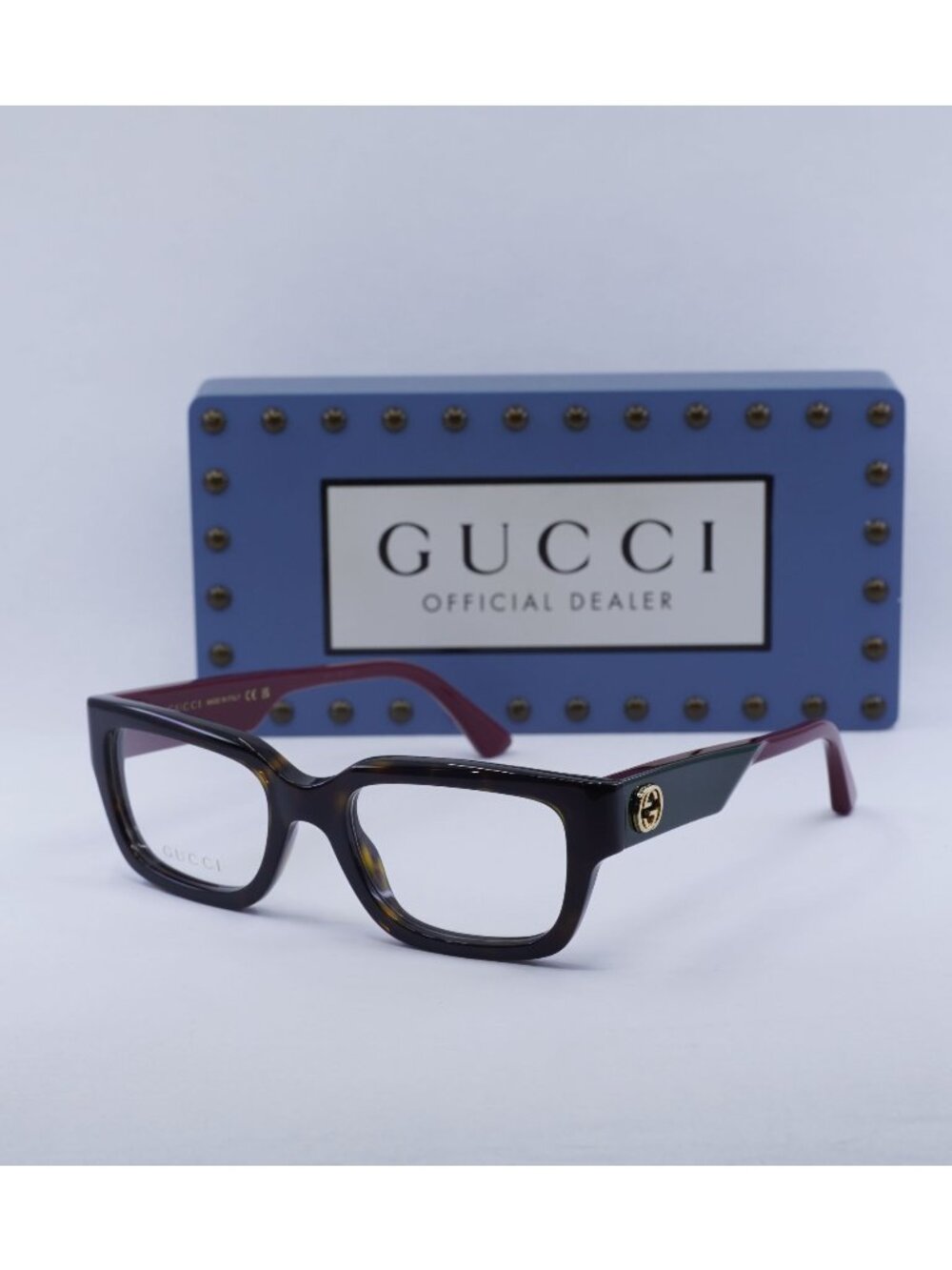 Gucci GG1666O 006 Rectangle Eyeglasses 53mm - Havana / Red